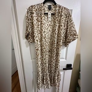 Express leopard ruffle kimono cover-up